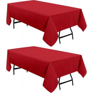 Nappe Rectangulaire - 152 X 213 Cm (Lot De 2, Rouge) Lavable En Machine Housse De Table, Idéal Pour Les Fêtes, Les Événements, Les Mariages Et Les Restaurants (60 X 84 Pouces) - Neuf