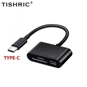 TISHRIC Type C Micro USB adaptateur USB TF lecteur de carte SD USB-C adaptateur de carte mémoire pour Macbook Samsung Huawei XiaoMi téléphone portable--Black C - Neuf