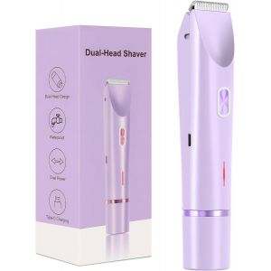 Oayew-Rasoir Intime Pour Femme - Rasoir &Eacute;lectrique 2 En 1 Pour Femme Avec Peigne Limite Et Lames En Acier Inoxydable - Tondeuse Bikini Sans Fil Pour Visage, Jambes, Aisselles, Humide/Sec (Violet) - Neuf