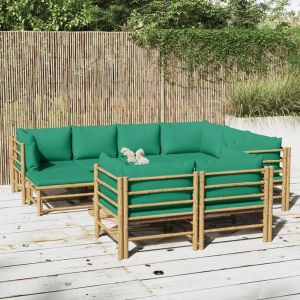 Prolenta Premium - Salon De Jardin 10 Pcs Avec Coussins Vert Bambou - Neuf