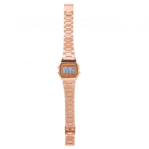 Montre Numérique À Bracelet En Acier Inoxydable À Rétroéclairage Led Électronique Montre-Bracelet Rectangulaire (Or Rose) - Neuf