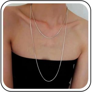 Kal-Collier Serpent Rond En Or Longue Chaîne Serpent Chaîne Serpent Superposée Ras Du Cou Chaîne Serpent Italienne Minimalisme Collier Fin Bijoux Pour Femmes - Neuf