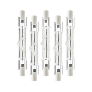 Lot De 5 Ampoules Halogenes Lineaires R7s 118 Mm 300 W 230 V, A Intensite Variable, Pour Le Batiment - Neuf