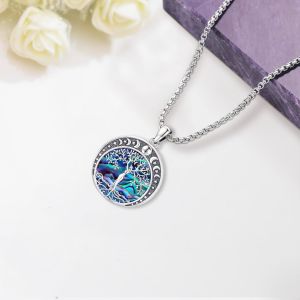 Collier Arbre De Vie En Argent 925 Pendentif Triple Lune Collier Arbre De Vie Et Lune Pour Femmes Hommes F&ecirc;te Des M&egrave;res - Neuf