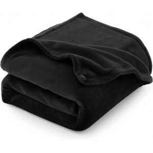 Tianyi-Plaid Polaire Couverture Flanelle 150x200 Cm, Couverture Lit 2 Personnes 200x150 Cm, Grande Taille Jeté De Canapé, Couverture Chaude Et Douce En Peluche 150x200cm, Noir - Neuf