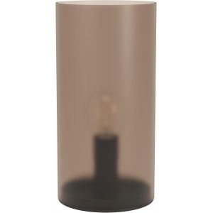 Tzf-Lampe De Chevet Geo, Lampe De Table Élégante, Déco Salon Et Chambre À Coucher, Luminaire À Poser Cylindrique, Verre Et Plastique De Couleur Sable, Douille E14, Ø 10 Cm - Neuf