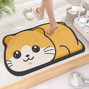 Super Absorbant Tapis De Bain 40x60cm - Mignon De Chat De Dessin Anim&eacute; Anti-D&eacute;rapant Tapis De Salle De Bain, S&eacute;chage Rapide Douche Coussin De Sol - Neuf