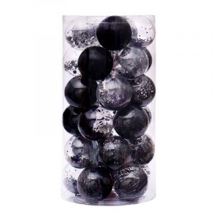 24 Pcs Pendentifs de No&euml;l pour No&euml;l, D&eacute;coration de Boules de No&euml;l (Noir) - Neuf