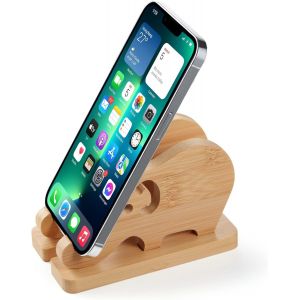 Support De T&eacute;l&eacute;phone En Forme D`&Eacute;l&eacute;phant En Bambou Pour Bureau, Support Amovible En Bois Pour T&eacute;l&eacute;phone Portable, Iphone, Samsung, Huawei, Xiaomi - Neuf
