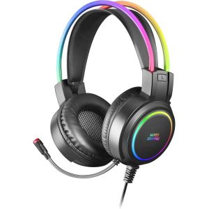 SHIBA-MHRGB, Casque de Jeu Chroma RGB Flow, Microphone Professionnel, Son Spatial, Noir[1383] - Neuf