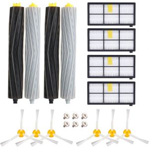 Accessoires Pour Irobot Roomba 800 805 860 861 865 866 870 871 876 880 885 886 890 895 896 900 960 966 980, Remplaçant Pièces Kit 4 Extracteurs 4 Filtre Hepa 6 Brosse Latérales 6 V[SSE7115558] - Neuf