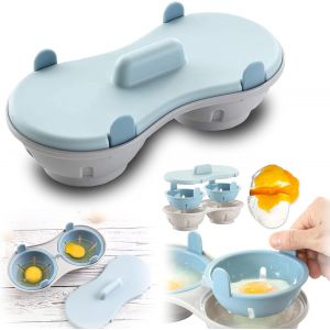 ?ufs à micro-ondes, cuiseur à ?ufs pour micro-ondes, ?ufs à cuisson rapide, pour un petit-déjeuner nutritif, ?ufs pochés, restaurant (bleu clair) - Neuf