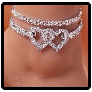 Kalsw-Crystal Heart To Heart Cheville Amour Coeur Cheville Bracelet &Eacute;t&eacute; Plage Pieds Accessoires Femme Fille Bijoux - Neuf
