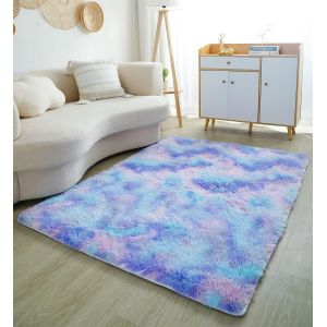 Sjzg-Tapis Chambre Long Cheveux Tapis Salon Grand Tapis De Sol Couloir Doux Moelleux Cheveux Longs Tapis Antidérapant Intérieur Moelleux Tapis Enfants Couleur Tapis (80 X 160 Cm, Couleur Froide) - Neuf