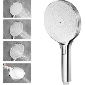 JGD-T&ecirc;te de douche, haute pression anti-calcaire, grande pomme de douche 140 mm &agrave; 4 modes, douchette avec buses en silicone auto-nettoyantes, douchette ABS chrom&eacute; - Neuf