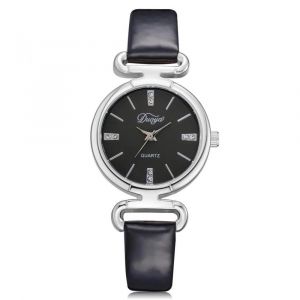 Duoya Femmes Casual Affaires Cadran Rond Analogique Pu Montre-Bracelet Cadeau Robe Montre &Agrave; Quartz (Noir) - Neuf