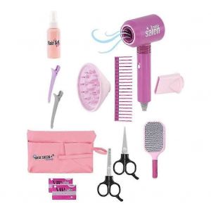 Kit de jouets pour salon de coiffure pour fille, s&egrave;che-cheveux et accessoires pour cheveux, poup&eacute;e de jeu de simulation de mode, styliste-F - Neuf