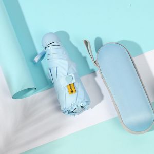 Mini Parapluie De Voyage Avec Couverture, Petit Compact 8 Côtes Parapluie Pliant, Coupe-Vent Et Imperméable, Avec Étui De Rangement, Léger Et Portable, Idéal Pour Les Filles Et Les Femmes - Neuf