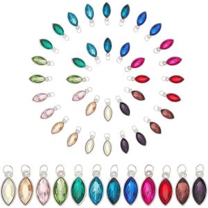 Kal-Pcs Dangle Birthstone Charms Oeil De Cheval Pendentifs En Verre Perles De Cristal Pendentifs Charms Pendentif En Cristal Goutte Perle Avec Anneaux De Saut Pour Collier Boucle D'oreille - Neuf