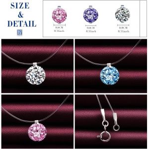 Collier En Argent 925 Pour Femme Fille, Ras De Cou, Collier De La Clavicule Invisible Diamant&eacute;, Zircon Solitaire, Ensembles De Bijoux, Cadeau No&euml;l Anniversaire, Trois Pi&egrave;ces Ensemble - Neuf