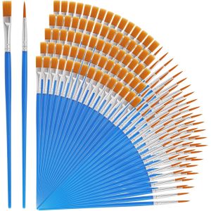 Chenquansarl-Lot De 300 Petits Pinceaux D'artiste Plats Et Pointus Pour Peinture De D&eacute;tail, Aquarelle, Gouache Acrylique, Peinture &Agrave; L'huile (Bleu) - Neuf