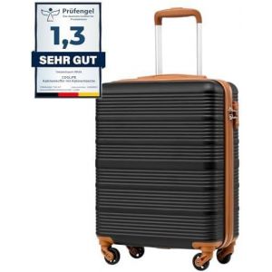 Valise Cabine easyJet Rigide Bagage Cabine 55x40x20 Valises Leger a 4 Roues,Serrure TSA,en ABS Rigide Valise (Marron Noir,55×40×20) - Neuf