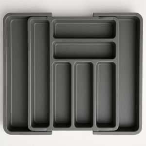 Sjzg-, Range Couverts Pour Tiroir, Plateau D'ustensiles Extensible, Rangement Couverts Tiroir Cuisine, Avec 6 &Agrave; 8 Compartiments, Sans Bpa, Pour Ustensiles De Cuisine, Ajustable (Gris) - Neuf