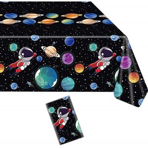 Plastique Nappe D'anniversaire Spatiale, Plan&egrave;te Astronaute Nappe,Planet Nappes Pour Les Enfants, Astronaute Decoration Anniversaire, Une Nappe Avec Une Plan&egrave;te Conception(130x220cm) - Neuf