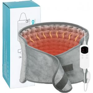 Ceinture Chauffante &Eacute;lectrique Bouillotte &Eacute;lectrique 120x30cm - Ceinture Lombaire Chauffante Coussin Chauffant Dos Abdomen R&egrave;gles Douloureuses - 6 Temp&eacute;ratures Arr&ecirc;t Auto Lavable-Gris - Neuf