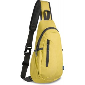 Kalanka-Small Sling Bag Lightweight Crossbody Canvas Bag For Women Rucksack For Men Running Backpack Travel Chest Pack Shoulder Daypack For Gym Work Outdoor Hiking Sports Yellow - Neuf