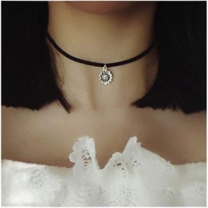 Kal-Collier Ras Du Cou Gothique En Velours Collier En Daim Noir Collier Ras Du Cou En Marguerite Argent&eacute;e Collier Ras Du Cou &Agrave; Pendentif Soleil Court Bijoux Pour Femmes Et Filles - Neuf