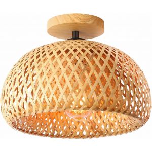 Liux-Plafond De Bambou,Luminaire De Plafond En Osier Semi-Flushmount,Plafond De Luminaires De Rotin Boho Fait À La Main - Neuf
