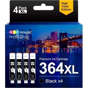 GPC Image 364XL Compatible Cartouches d'encre Remplacement pour HP 364 XL pour Photosmart 5510 5520 5522 5520 6520 B8550 7510 7520 5515 B109a B110a Officejet 4620 Deskjet 3070A (Noir,4-Pack) - Neuf
