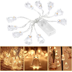 Jgd-Guirlande Lumineuse &Agrave; Led, 1,65 M, 10 Pi&egrave;ces Led D&eacute;coratives, Pingouin, Lumi&egrave;re De Pingouin, D&eacute;coration D'ambiance, &Eacute;clairage Ext&eacute;rieur/Int&eacute;rieur Pour Chambre &Agrave; Coucher, F&ecirc;te, Mariage, No&euml;l - Neuf