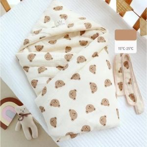 Couverture D'emmaillotage Pour B&eacute;b&eacute; Naissance Unisexe Sac De Couchage Nid D'ange Pu&eacute;riculture &Agrave; Capuche, Ours Beige - Neuf