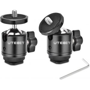 2 Pcs Mini Rotule Rotative &Agrave; 360&deg;, 20Mm T&ecirc;tes De Tr&eacute;pieds Avec 1/4 Vis Et Hot Shoe Adaptateur Amovible, Ball Head Support Pour Moniteur/Cam&eacute;ra Mount Sur Monopied/Tr&eacute;pieds[Z3104] - Neuf