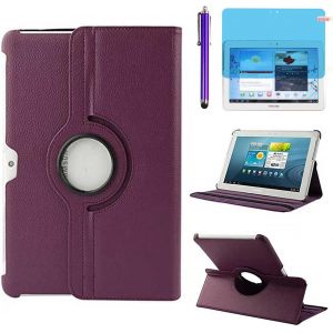 LORANKA-&Eacute;tui Housse Coque pour Samsung Galaxy Tab 2 10.1 Pouces 2012 (GT-P5100 GT-P5110 GT-P5113) - 360 degr&eacute;s Rotation Full Protection Kickstand Case Cover,avec Un Stylo,&Eacute;cran Film (Purple) - Neuf