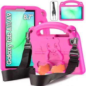 Enfant Coque pour Samsung Galaxy Tab A11/A9 8,7 Pouces 2025/2023, avec Poign&iquest;&iquest;e Anti-d&iquest;&iquest;rapants et avec bandouli&iquest;&iquest;re pour Galaxy Tab A11/A9, Magenta - Neuf