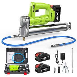 MEVRONISSHOP-Pompe a Graisse Electrique &agrave; Haut Rendement: Pompe &agrave; Graisse avec 2 * 4.0Ah Batteries, Embout Am&eacute;lior&eacute;e, Pistolet &agrave; Graisse 10000 PSI pour Les Agriculteurs et Les Propri&eacute;taires d'&eacute;quipem - Neuf