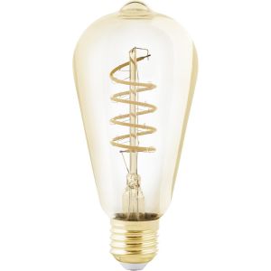 Kal-Lampe Led E27 Dimmable, Filament Vintage Spirale, Ampoule Edison Forme De Piston, Éclairage Rétro, 4 Watts (Correspond À 25 Watts), 245 Lumens, Blanc Chaud, Ambré, 2200 Kelvin, St64, Ø 6,4 Cm - Neuf