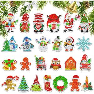 Ayuhr-Lot De 25 Peintures Diamant 5d Pour Enfants, Peinture Diamant De Noël, Pendentif, Peinture Diamant De Noël, Pour Décoration De Noël, Sapin De Noël, Fenêtre À Suspendre - Neuf