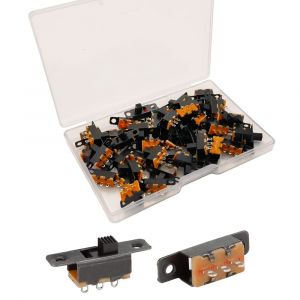 50pcs Mini Interrupteur à Bascule SPDT Interrupteur à Glissière 0.5A 50V DC 3Broches 2Positions,Panneau Interrupteur à Glissière MARCHE/MARCHE,Micro Miniature Verrouillage SS-12F15 - Neuf