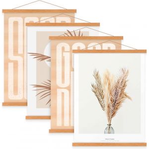 Cmwx-Lot De 4 Cadres Magn&eacute;tiques Pour Affiche, Format A3, En Bois L&eacute;ger Pour Accrocher Des Toiles, ?Uvres D'art, Art, Impression, Teck, 30 Cm - Neuf