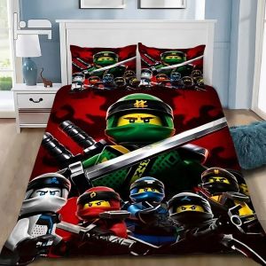 Parure De Lit Avec Housse De Couette Et Imprime Num&eacute;rique 3d De Dessin Anime N-Ninjago, L-Legoes, Cadeau Id&eacute;al Pour Jeunes Enfants Et Filles - Neuf