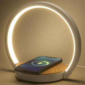 Bedside Lamp Wireless Charger Night Light with Induction Charger Touch LED 3 Dimmable with Soft Light, 180&deg; Beam Angle for Bedroom, Study Room - Neuf