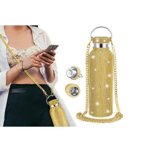 Bouteille D'eau Isotherme En Acier Inoxydable De 500 Ml Avec Strass Et Cha&icirc;nette - Neuf