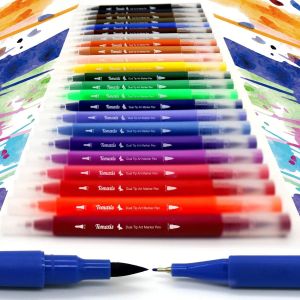 Stylos Pinceaux Aquarelle &Agrave; Double Embout - Marqueurs D'art Fineliner, Stylos-Feutres De Coloriage, Stylos &Agrave; Dessin &Agrave; L'eau, Pour La Calligraphie - Neuf