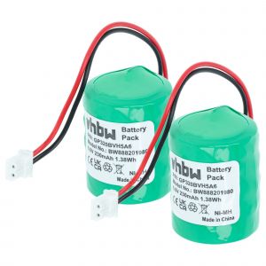 vhbw 2x Batterie remplacement pour Honeywell GP250BVH5A6, CP300H, GP320BVH5A6 pour syst&egrave;me d'alarme (230mAh, 6V, NiMH) - Neuf