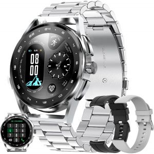 Montre Connectée Homme Avec Appel Bluetooth 5.0/Numérotation, Smartwatch Compatible Samsung Huawei Xiaomi Android Ios Podometre Etanche Ip68 Gps Partagé Montre Sport Cardiofrequencemetre (Argent) - Neuf