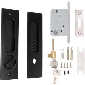 ChenQuanSarl-Serrure &Agrave; Morta Pour Porte Coulissante, Loquet &Agrave; Poign&eacute;e Encastr&eacute;e Invisible Avec Rev&ecirc;tement En Poudre Avec 2 Cl&eacute;s Pour Armoire (Noir) - Neuf